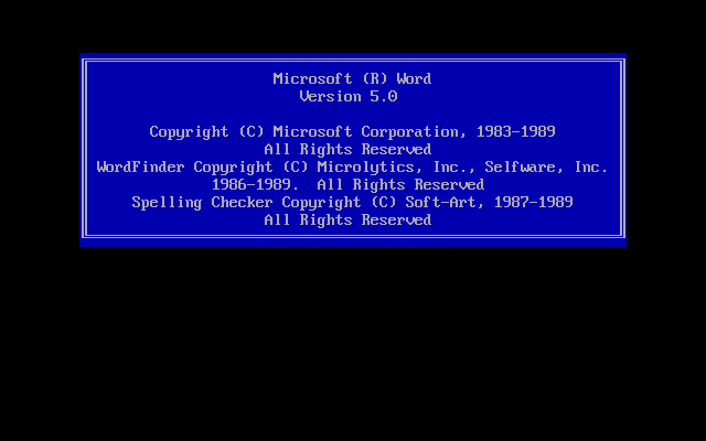 Microsoft Word 5.0 for DOS - Splash